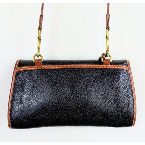Dooney & Bourke AWL Leather Crossbody Envelope Clutch Black British Tan VTG 90s - Picture 4 of 11